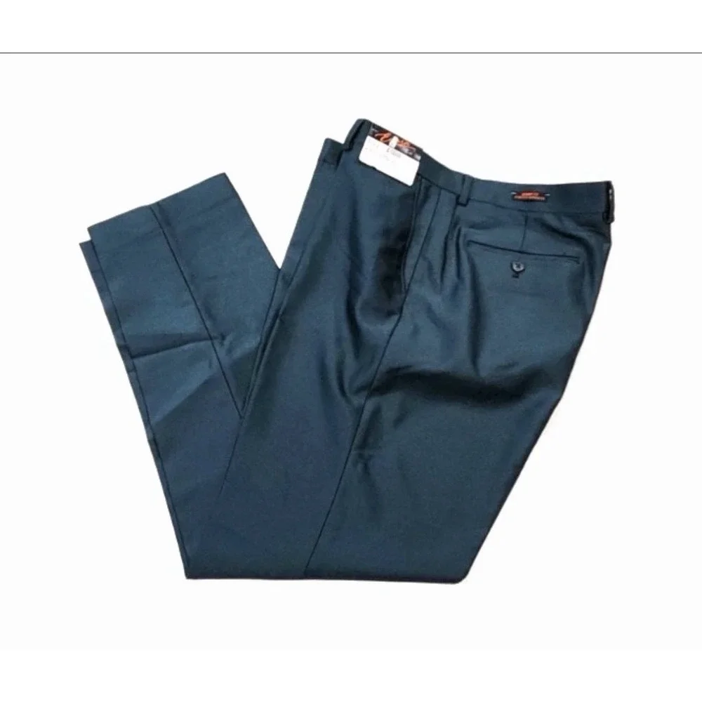 Brand New Egara Men's Sz 32X30 Shiny Turquoise Skinny Fit Stretch Trousers Pants